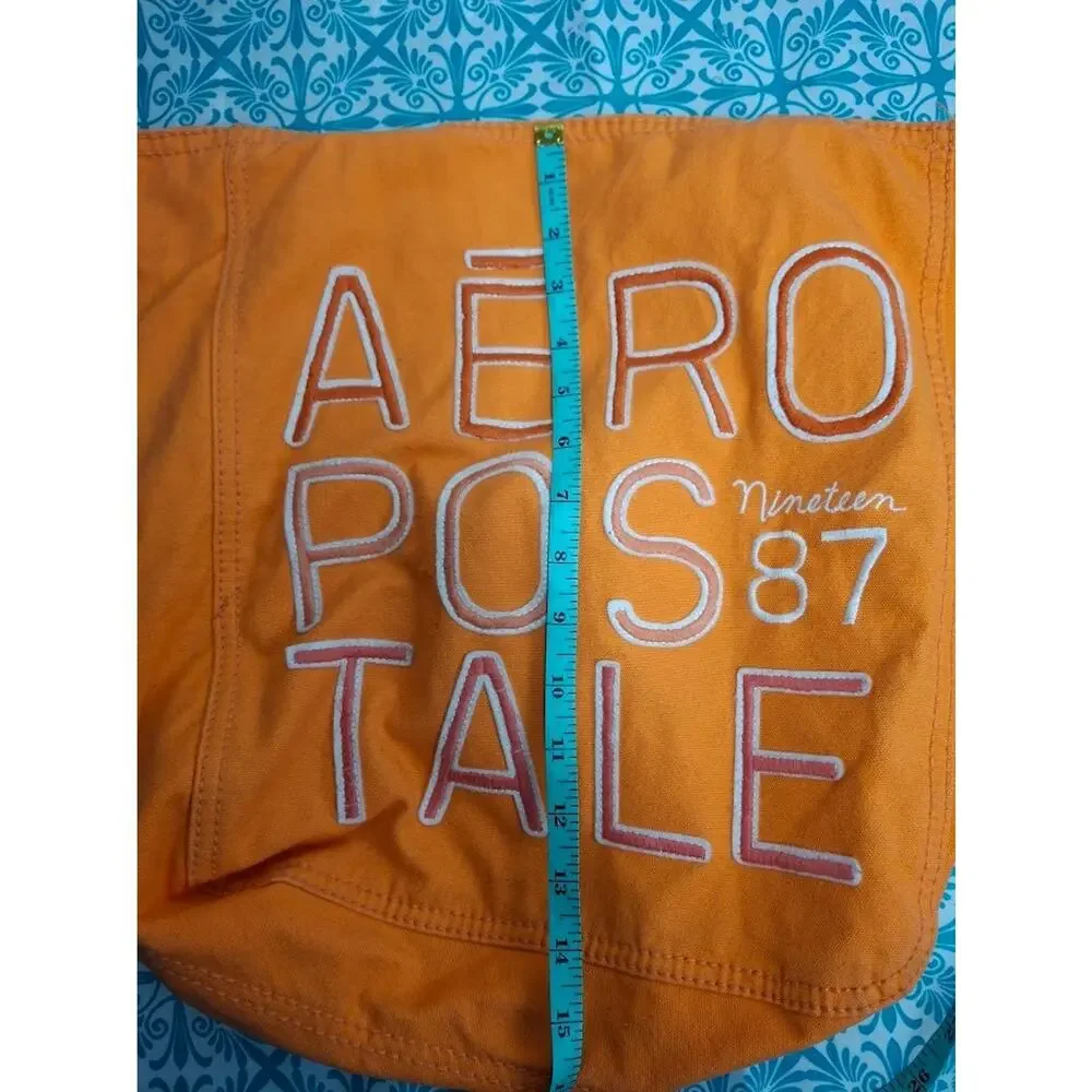 Aeropostale Orange Canvas Tote Bag 87 Embroidered Logo Y2K Retro Aero